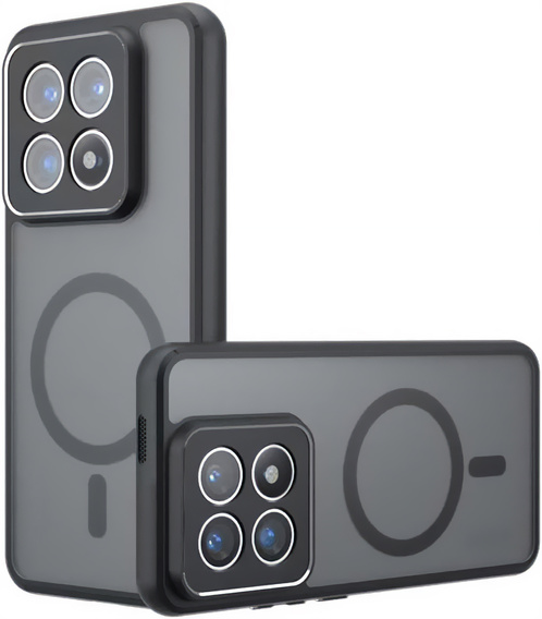 Case for Xiaomi 14T, for MagSafe, ERBORD Matt Case, black + Screen Glass