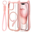 Case for iPhone 13 / iPhone 14, for MagSafe, Cute Cat, pink + Screen Glass