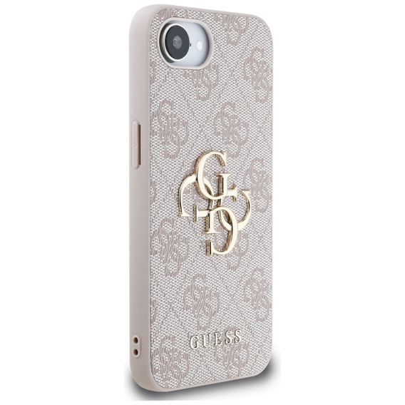 GUESS Case for iPhone 16E, 4G Big Metal Logo, pink