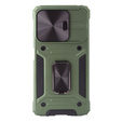 Armored Case for Xiaomi Redmi Note 13 5G, CamShield Slide, green + Tempered Glass 9H