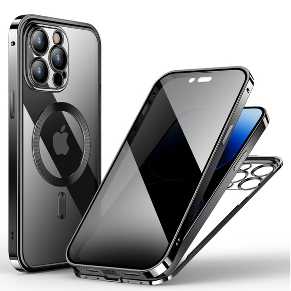 Case for iPhone 14 Pro, Privacy Dual Glass, for MagSafe, black