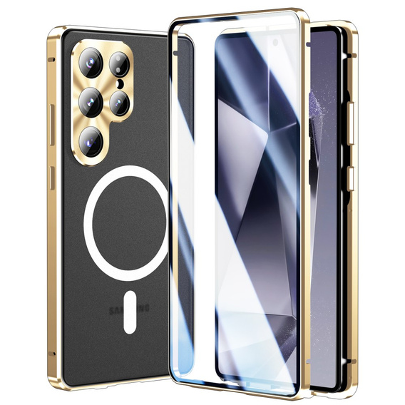 Magnetic Dual Glass MagSafe case for Samsung Galaxy S25 Ultra, gold
