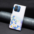 Flip case for Xiaomi Redmi 12C, butterfly and flowers, white