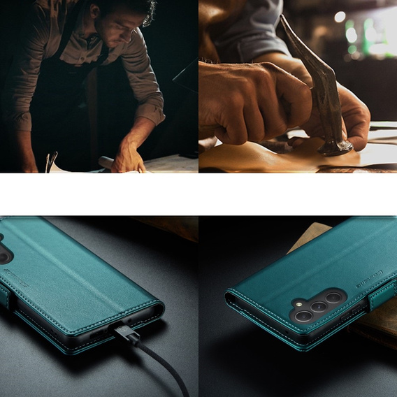 CASEME flip case for Samsung Galaxy A54 5G, Litchi Wallet, green