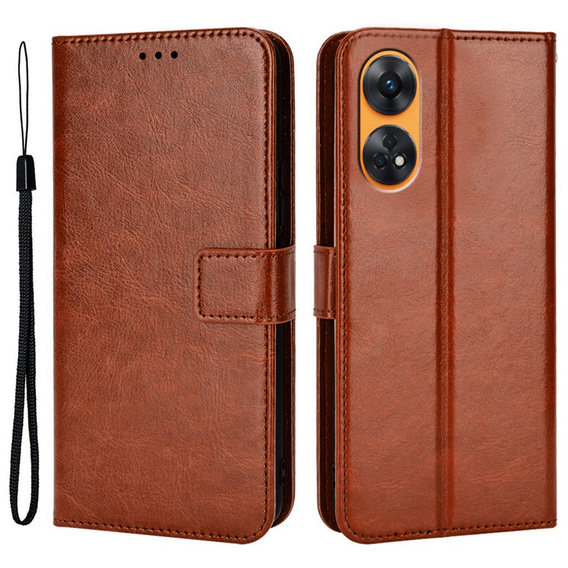 Flip case for Oppo Reno8 T, Wallet, brown