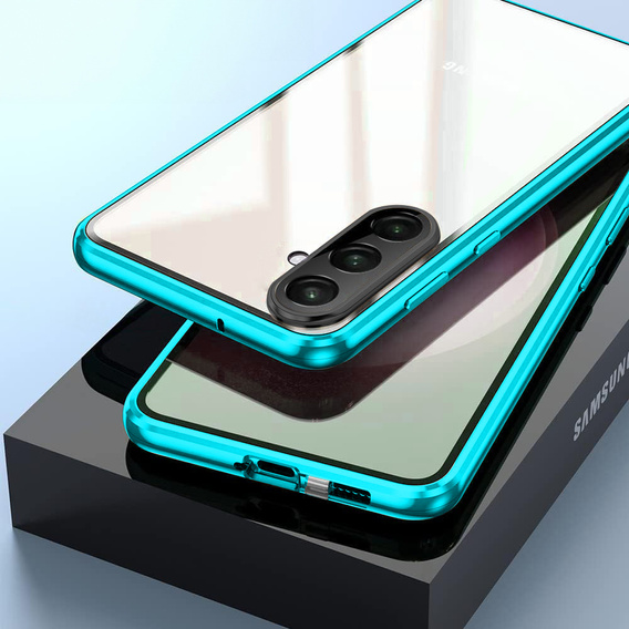 Case for Samsung Galaxy A17 5G, Magnetic Dual Glass, transparent with blue sides