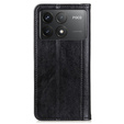 Flip case for Xiaomi Poco F6 Pro, Split Leather, black