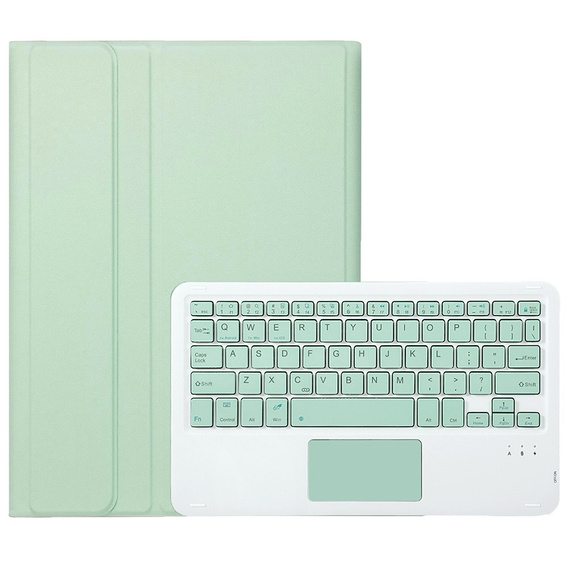 Case + keyboard Samsung Galaxy Tab S9, Leather Pen Slot TouchPad, light green