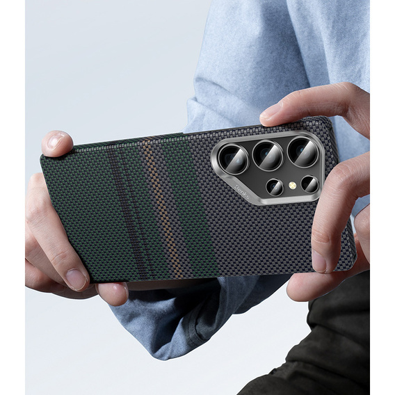 BENKS Kevlar Case for Samsung Galaxy S25 Ultra, for MagSafe, Carbon Fiber, black
