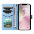Flip case for iPhone 16E, Rhombus Crossbody Leather, blue