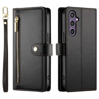 Flip case for Samsung Galaxy S25, Wallet Zipper Pocket, black