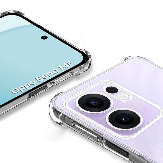 Case for Oppo Reno 14F, reinforced, with camera protection, transparent