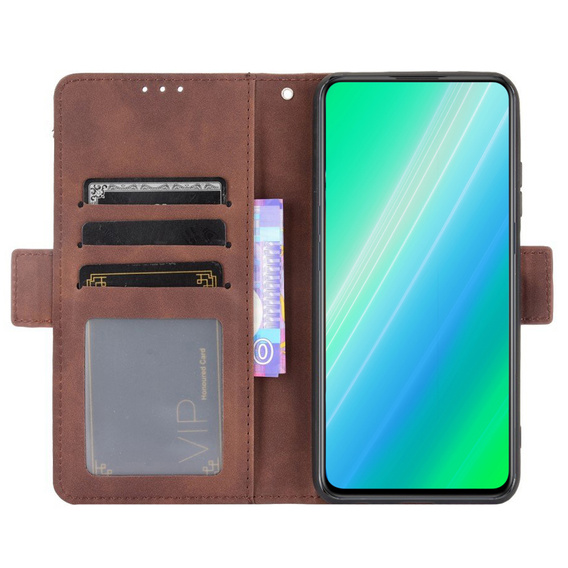 Flip case for Poco F5 Pro 5G, Card Slot, brown