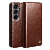 Qialino leather case with flap Wallet for Samsung Galaxy S26 Plus, brown