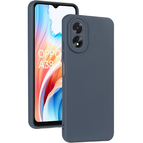 Case for Oppo A18 4G / A38 4G, Silicone Lite, dark blue + 9H glass