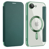 Flip case for iPhone 16E, RFID Wallet MagSafe CamShield, green