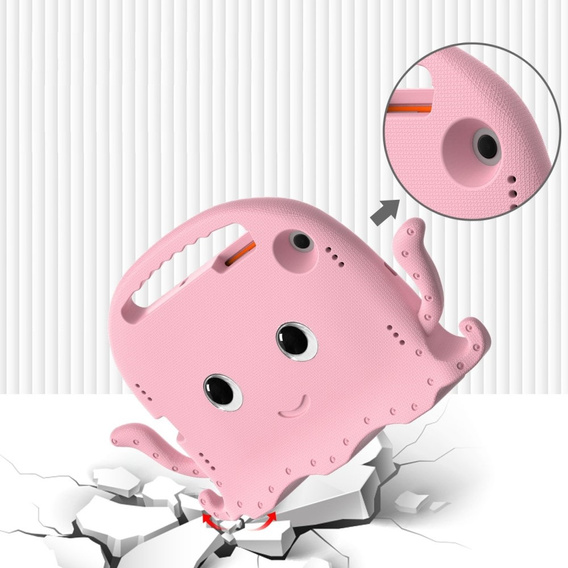 Children's case for Samsung Galaxy Tab A8 10.5, with handle, octopus, pink