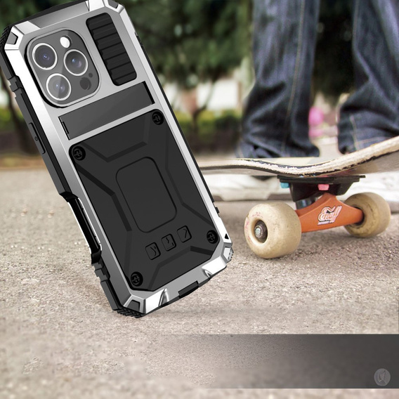 Armored case for iPhone 16 Pro, R-JUST, silver