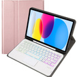 Case with illuminated bluetooth touchpad keyboard for iPad 10.9" 2022 (10 gen.), pink