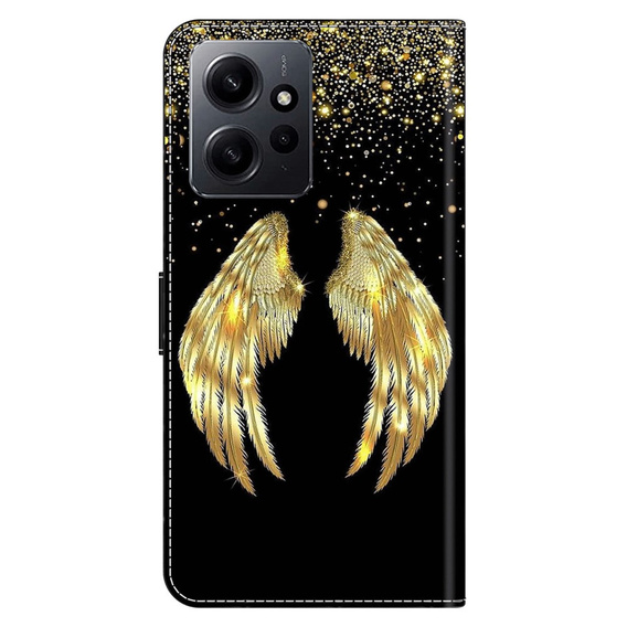 Flip case for Xiaomi Redmi Note 12 4G, Wallet Wings, gold