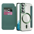Flip case for Samsung Galaxy S22 5G, RFID Wallet MagSafe CamShield, green