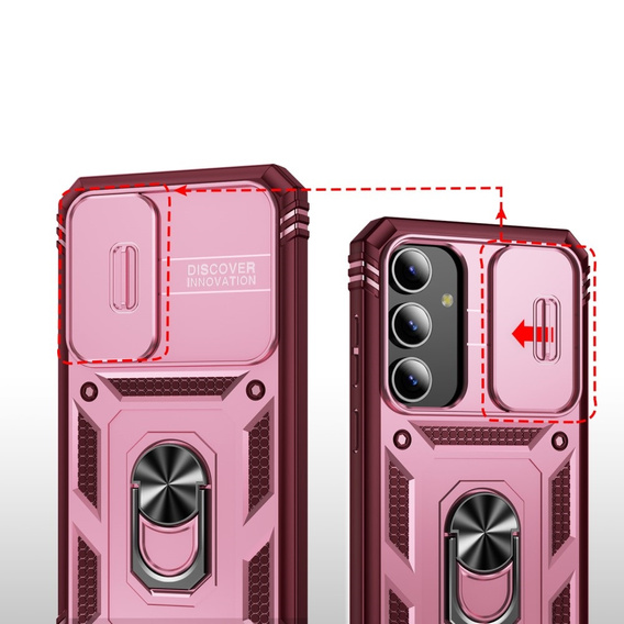 Case for Samsung Galaxy S24+ Plus, CamShield Slide, pink / red