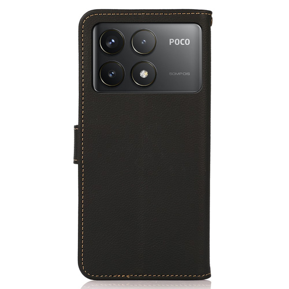 KHAZNEH RFID case for Xiaomi Poco F6 Pro, Litchi Texture, black