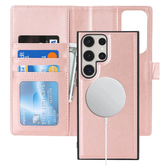 Flap case for Samsung Galaxy S23 Ultra, Wallet, for MagSafe, pink rose gold
