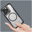 Case for iPhone 16 Pro, Fusion Hybrid Carbon, for MagSafe, black