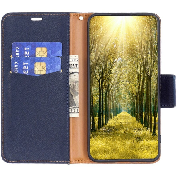 Flip case for Samsung Galaxy A55 5G, Wallet Litchi Leather, dark blue