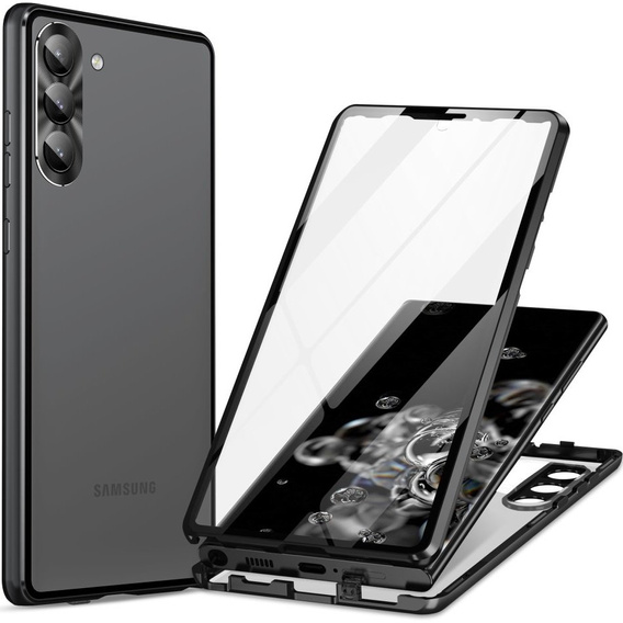 Case for Samsung Galaxy S23 Plus, Magnetic Dual Glass, black