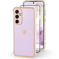 Case for Samsung Galaxy A35 5G, Electro heart, purple + Full Glue Ceramic Glass