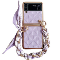 Case for Samsung Galaxy Z Flip3 5G, Grid Leather, purple