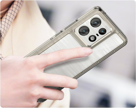 Case for Motorola Edge 50 Pro, Fusion Hybrid, transparent / gray