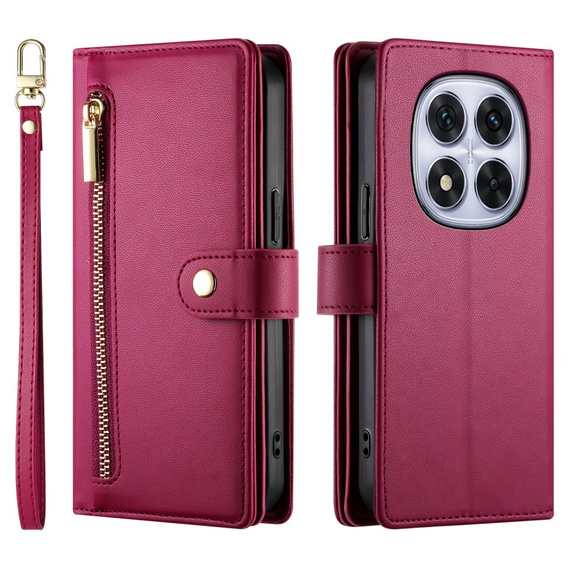 Flip case for Xiaomi Redmi Note 14 Pro 5G / Poco X7 5G, Wallet Zipper Pocket, red