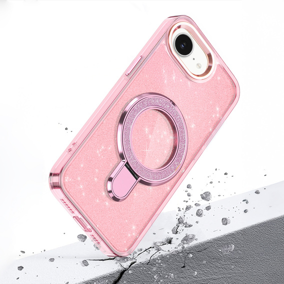 Case for iPhone 16e, Glittery Magnetic Kickstand, pink