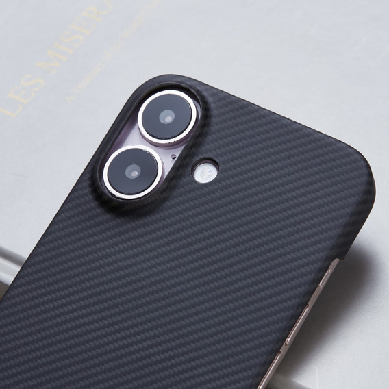 Case for iPhone 16 Plus, Aramid Fiber Cover, black