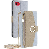 Flip case for iPhone 7 / 8 / SE (2020) / SE (2022), Wallet Zipper Pocket, with mirror, blue