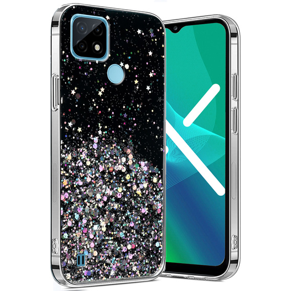 Case for Realme C21, Glittery, black