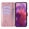 Flip case for Motorola Moto E14, Butterfly, pink rose gold