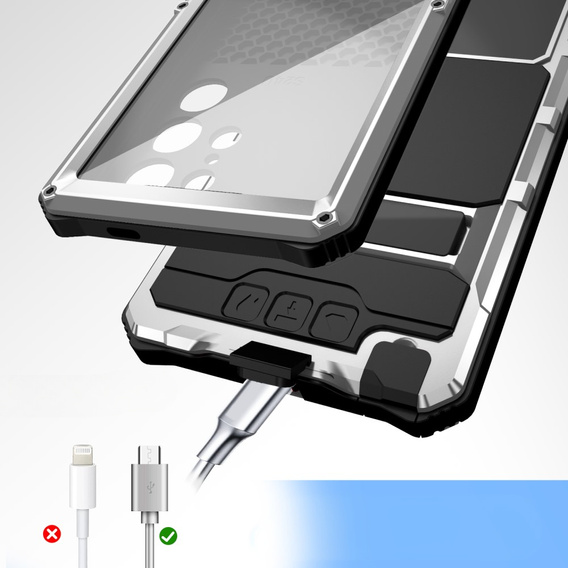 Armored case for Samsung Galaxy S25 Ultra, R-JUST, silver