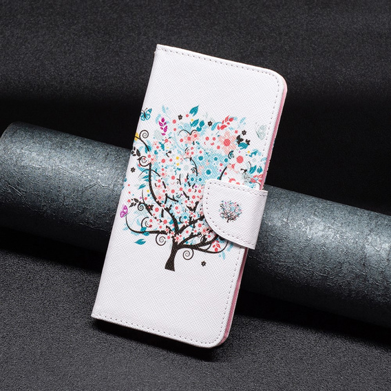 Flip case for Realme C55, Wallet, colorful tree, white