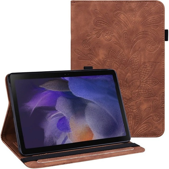 Flap case for Samsung Galaxy Tab A8 10.5 SM-X200 SM-X205, flower, brown
