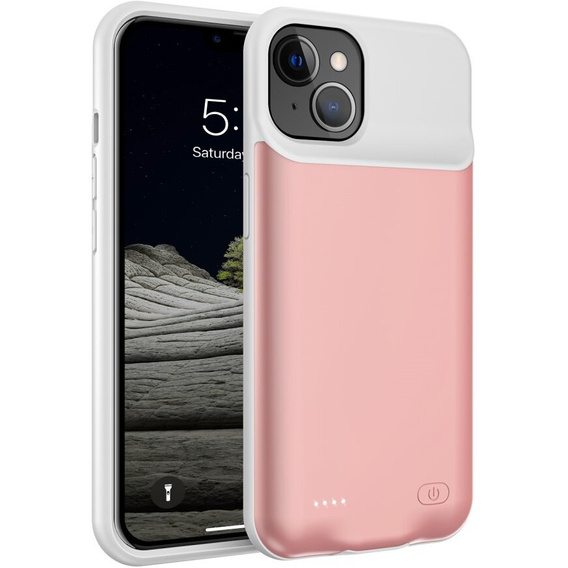 Case with 6500mAh Battery for iPhone 13, pink