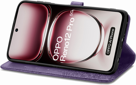 Flip case for Oppo Reno 12 Pro, Mandala, purple