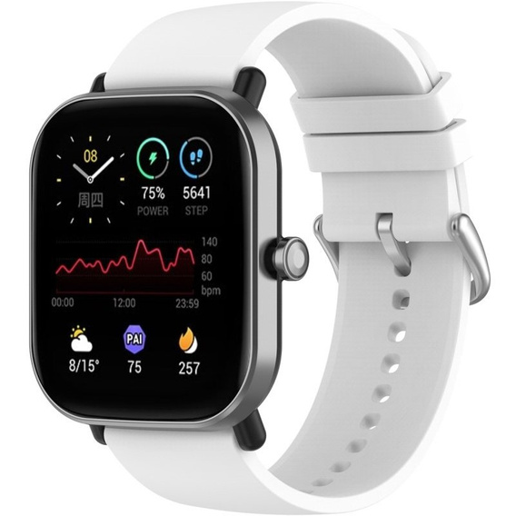 Silicone strap 20mm, White/Silver Buckle