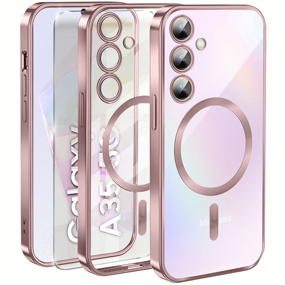 Case for Samsung Galaxy A35 5G, Electro MagSafe, pink + Screen Glass