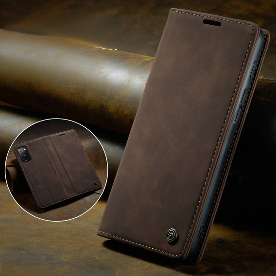 CASEME case for Samsung Galaxy S20 FE, Leather Wallet Case, brown