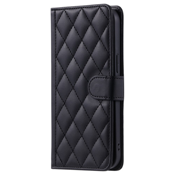 Flip case for iPhone 16 Pro Max, Rhombus Crossbody Leather, black