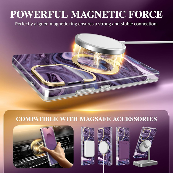 GVIEWIN MagSafe Stand Case for Samsung Galaxy S25 Ultra – Quicksand/Purple